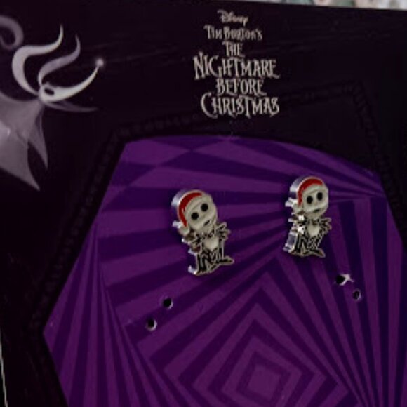 DISNEY THE NIGHTMARE BEFORE CHRISTMAS JACK WITH SANTA HAT STUD EARRINGS**NEW! - Picture 3 of 5